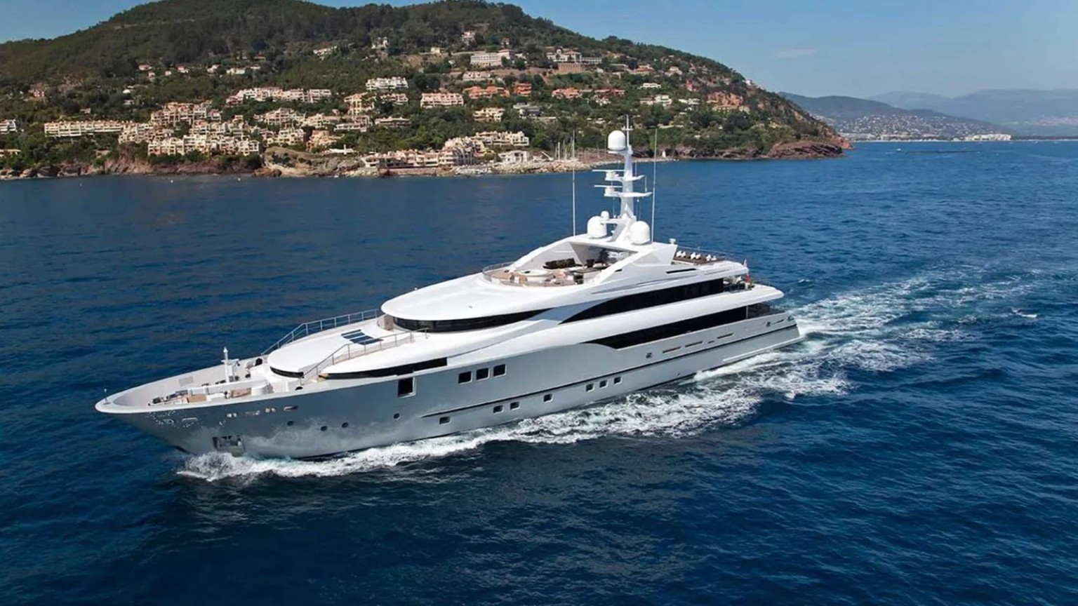 Superyacht underway off the French coast